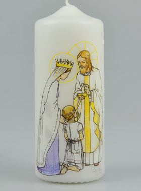 Bougie Cierge de Communion Jésus et Marie - Fille Blonde (pic 1)