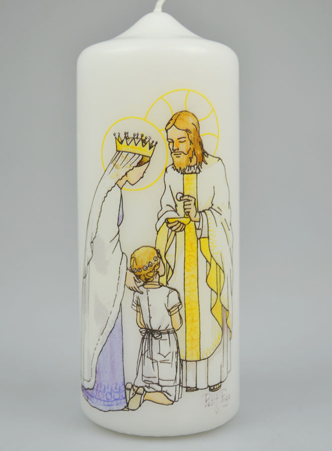 Cierge de Communion Reçois l'Eucharistie - Jésus et Marie - Fille Blonde (pic 2)