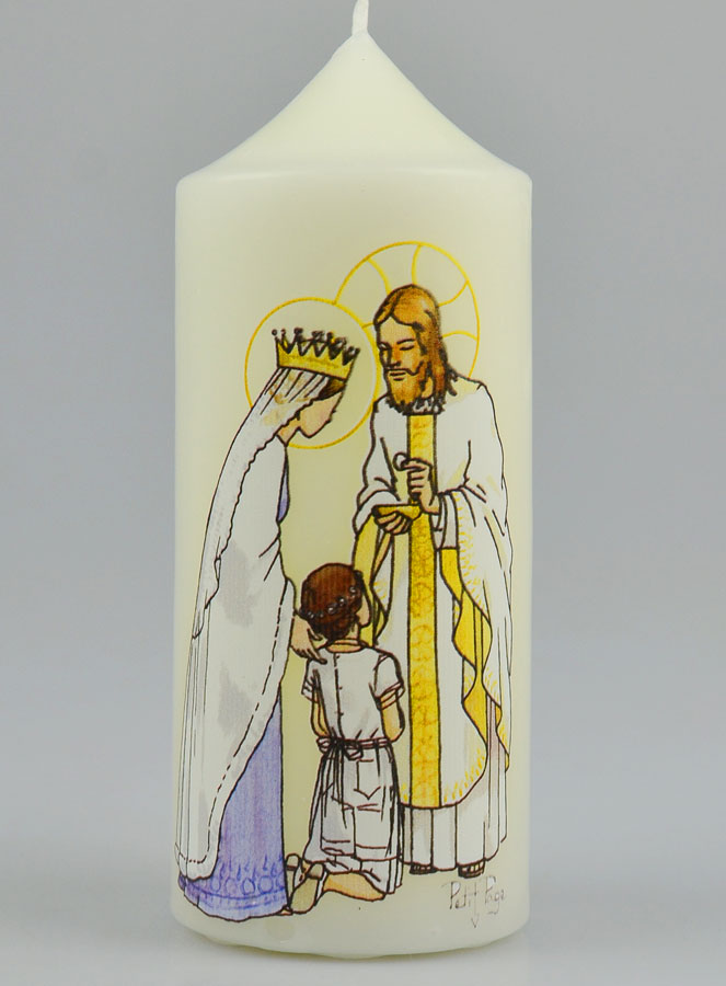 Bougie Cierge de Communion Jésus et Marie - Fille Brune (pic 2)