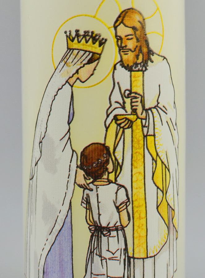 Bougie Cierge de Communion Jésus et Marie - Fille Brune (pic 3)