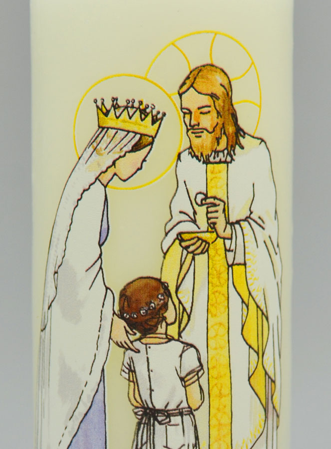 Cierge de Communion Reçois l'Eucharistie - Jésus et Marie - Fille Brune (pic 3)