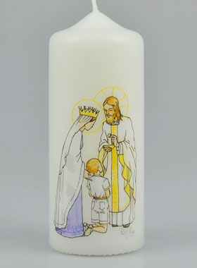 Bougie Cierge de Communion Jésus et Marie - Garçon Blond (pic 1)