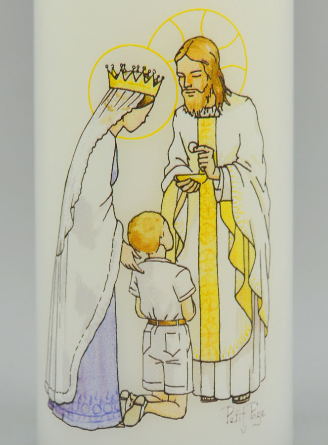 Cierge de Communion Reçois l'Eucharistie - Jésus et Marie - Garçon Blond (pic 3)