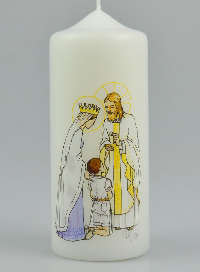 Bougie Cierge de Communion Jésus et Marie - Garçon Brun (pic 2)