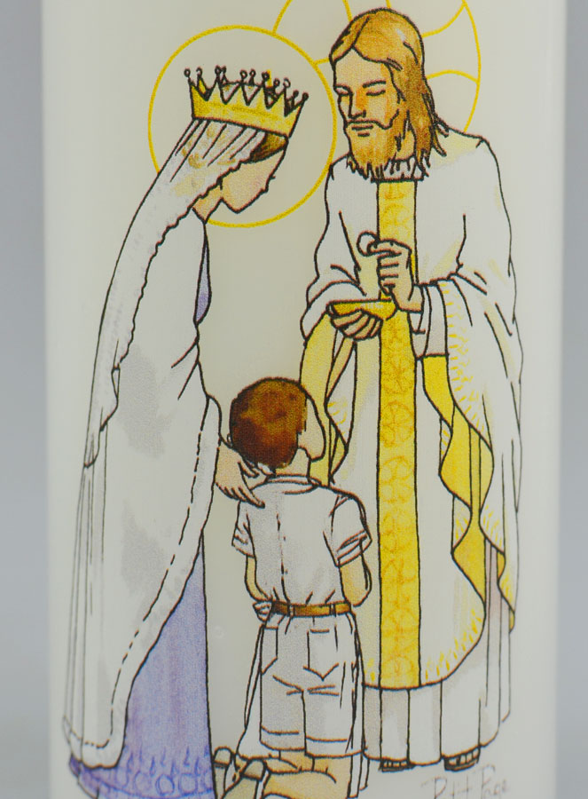 Bougie Cierge de Communion Jésus et Marie - Garçon Brun (pic 3)