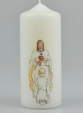 Bougie Cierge de Communion Seigneur Jésus & Fille Blonde (pic 1)