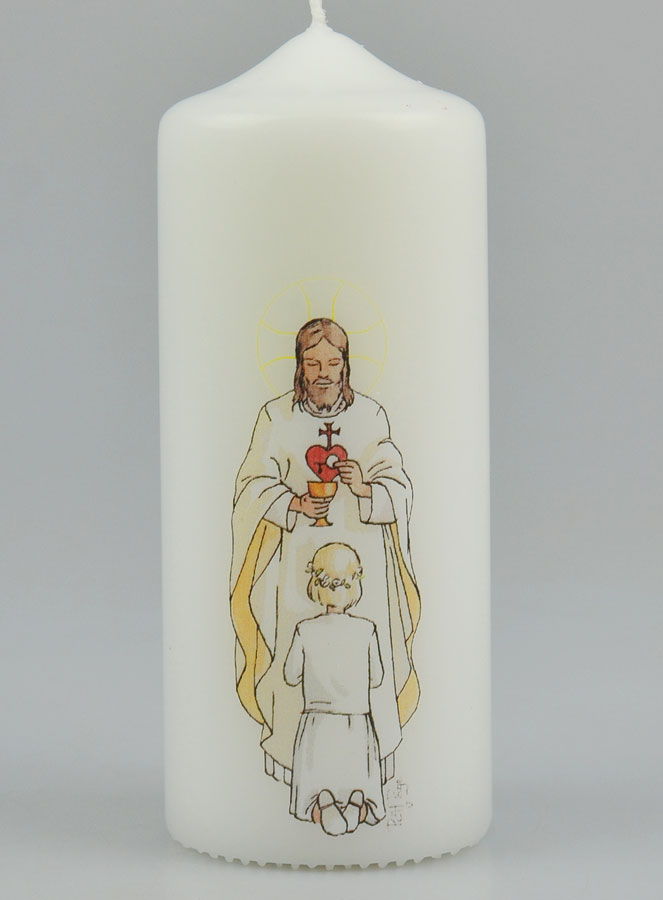 Bougie Cierge de Communion Seigneur Jésus & Fille Blonde (pic 2)