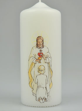 Cierge de Communion Seigneur Jésus & Fille Blonde (pic 1)