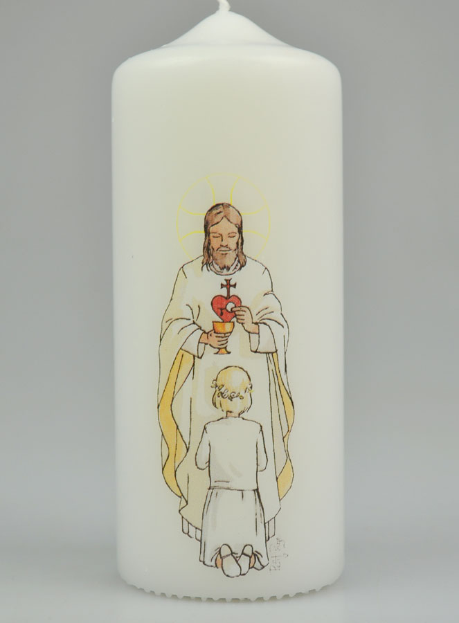 Cierge de Communion Seigneur Jésus & Fille Blonde (pic 2)