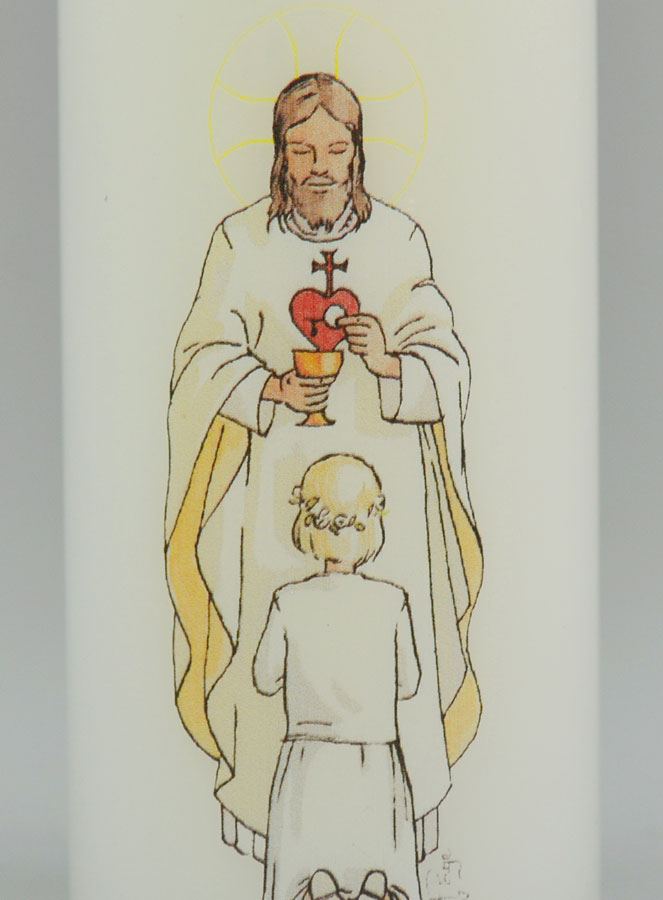 Cierge de Communion Seigneur Jésus & Fille Blonde (pic 3)