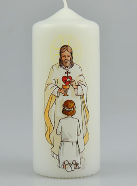 Bougie Cierge de Communion Seigneur Jésus & Fille Brune (pic 1)