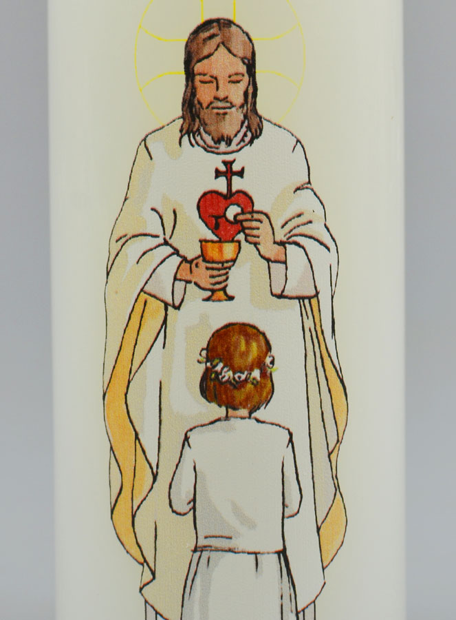 Bougie Cierge de Communion Seigneur Jésus & Fille Brune (pic 3)