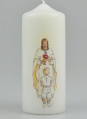 Bougie Cierge de Communion Seigneur Jésus & Garçon Blond (pic 1)
