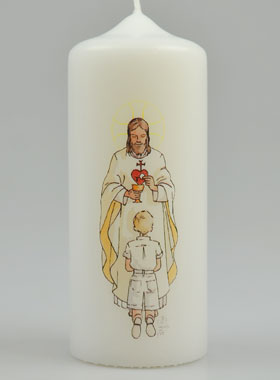 Cierge de Communion Seigneur Jésus & Garçon Blond (pic 1)