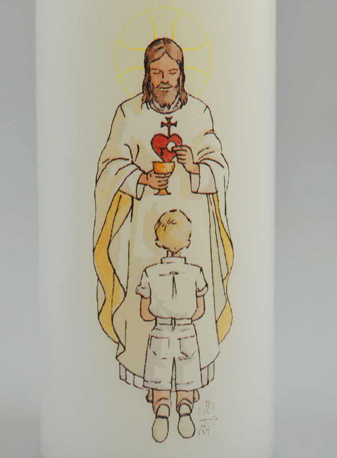 Cierge de Communion Seigneur Jésus & Garçon Blond (pic 3)