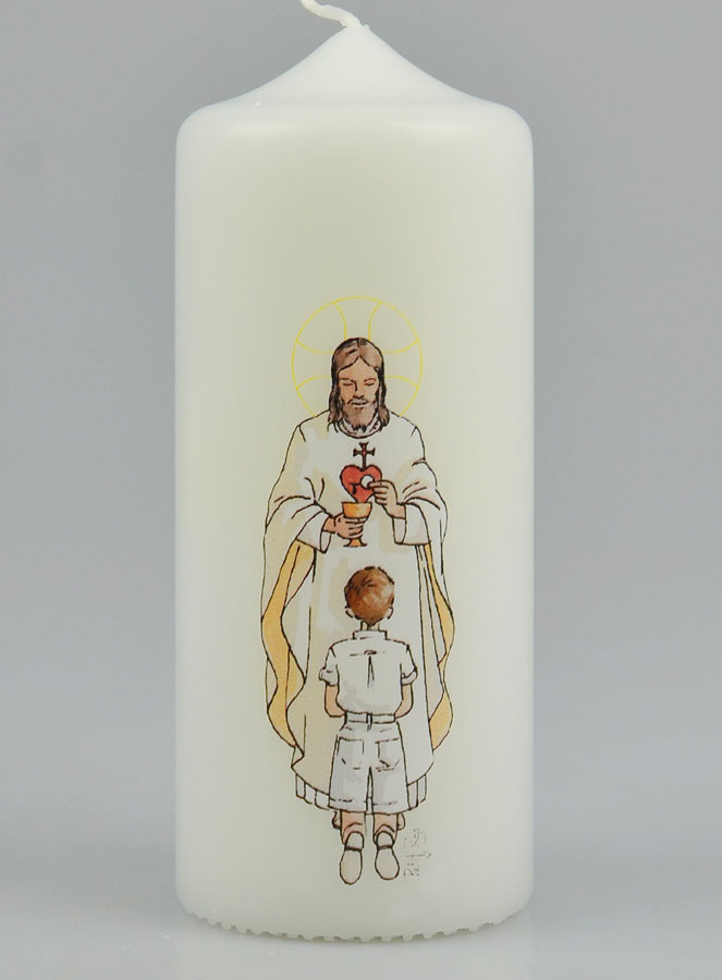 Bougie Cierge de Communion Seigneur Jésus & Garçon Brun (pic 2)