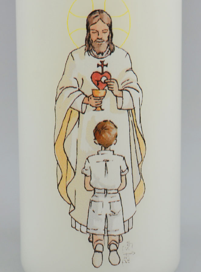Bougie Cierge de Communion Seigneur Jésus & Garçon Brun (pic 3)