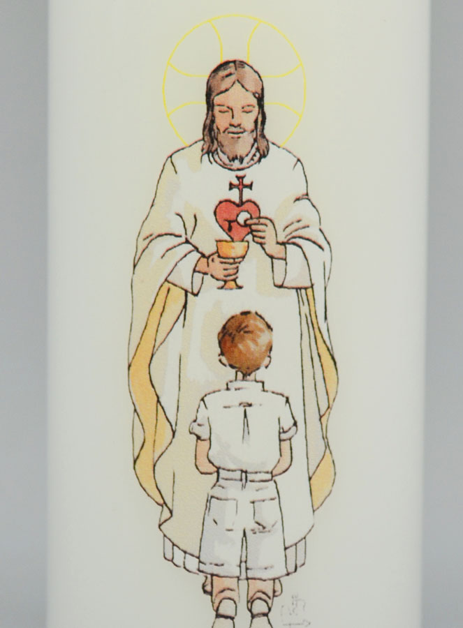 Cierge de Communion Seigneur Jésus & Garçon Brun (pic 3)