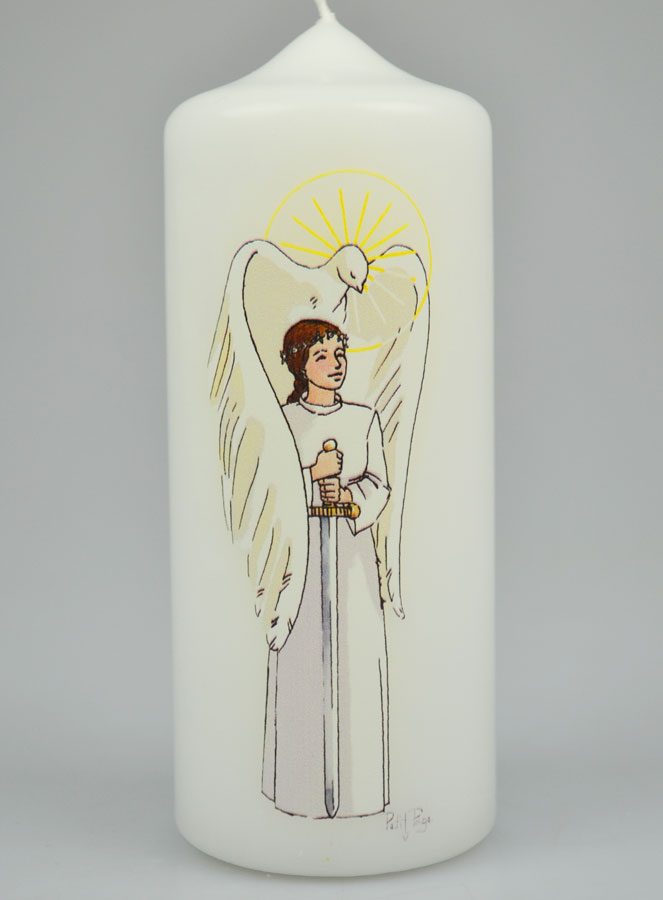Bougie Cierge de Confirmation Chevalier de l'Esprit Saint - Fille Brune (pic 2)