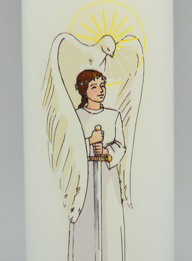 Bougie Cierge de Confirmation Chevalier de l'Esprit Saint - Fille Brune (pic 3)
