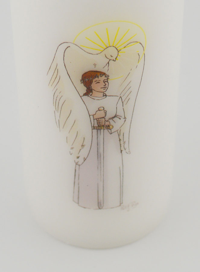 Bougie Cierge de Confirmation Chevalier de l'Esprit Saint - Fille Brune (pic 4)