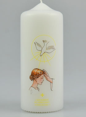 Cierge de Confirmation Marque de l'Esprit Saint - Fille Brune (pic 1)