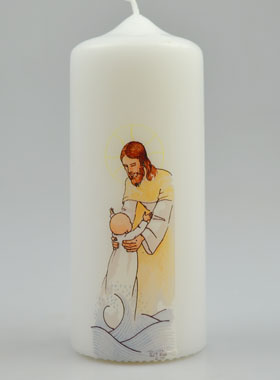 Bougie Cierge de Baptême - Sauvé par Jésus (pic 1)