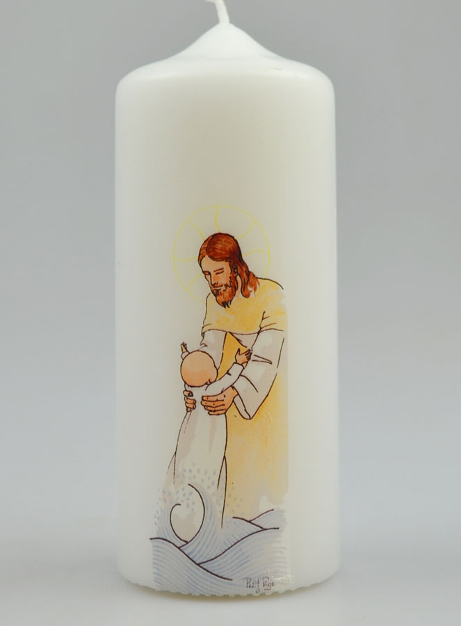Bougie Cierge de Baptême - Sauvé par Jésus (pic 2)