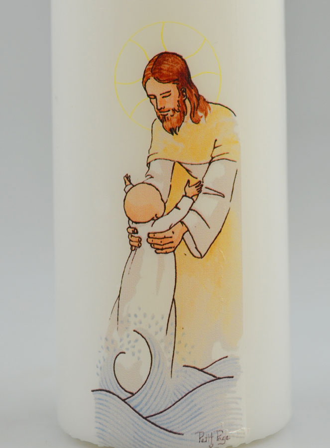 Bougie Cierge de Baptême - Sauvé par Jésus (pic 3)