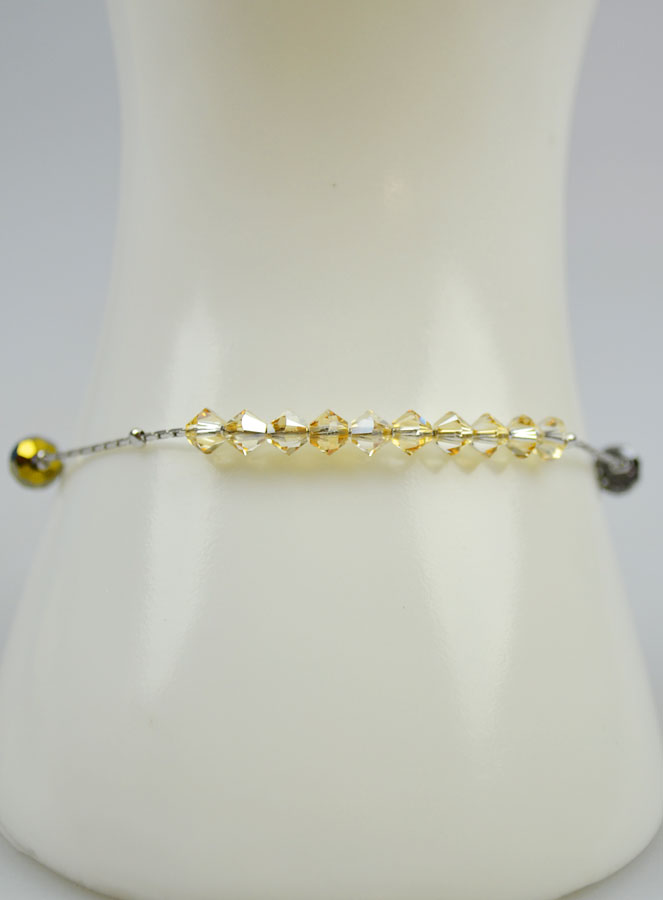 Bracelet Dizainier en Cristal Ambre & Argent (pic 2)