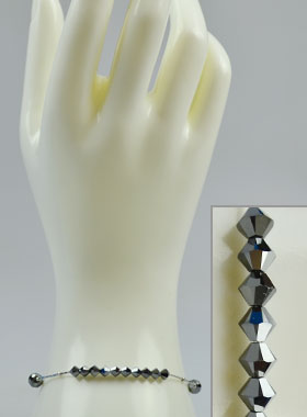 Bracelet Dizainier en Cristal Noir & Argent (pic 1)