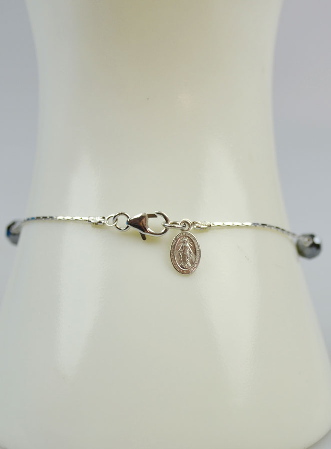 Bracelet Dizainier en Cristal Noir & Argent (pic 3)