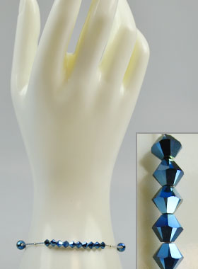 Bracelet Dizainier en Cristal Bleu & Argent (pic 1)