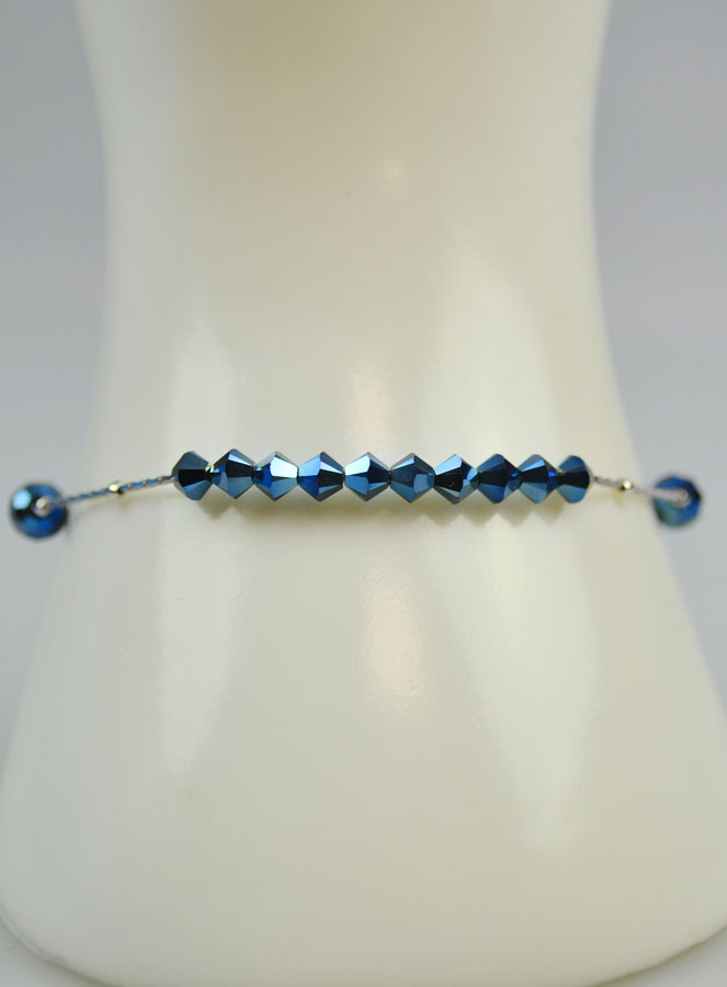 Bracelet Dizainier en Cristal Bleu & Argent (pic 2)
