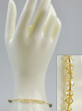 Bracelet Dizainier en Cristal Ambre & Or (pic 1)