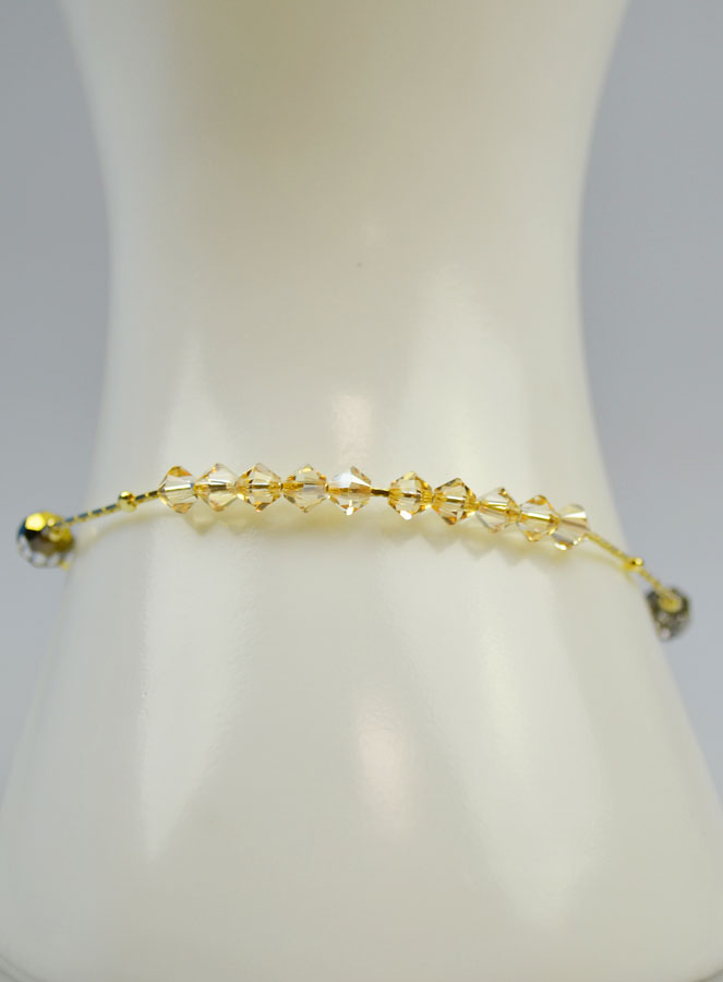 Bracelet Dizainier en Cristal Ambre & Or (pic 2)
