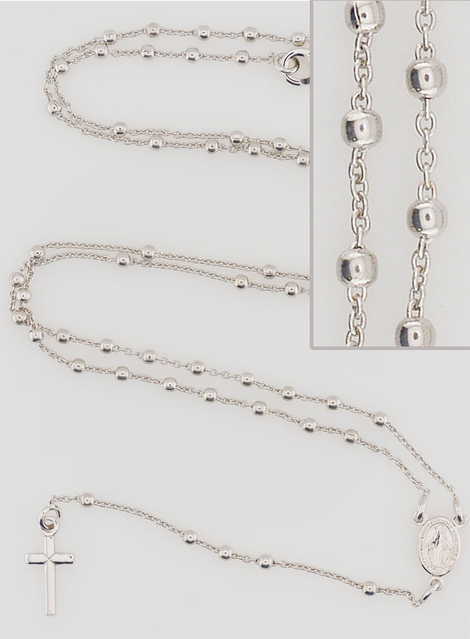 Chapelet en Argent Rhodié 925/1000 - Grains 2mm (pic 1)