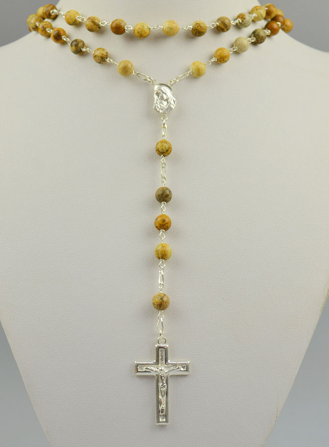 Chapelet en Argent & Perles en Pierres de Paésine (pic 2)