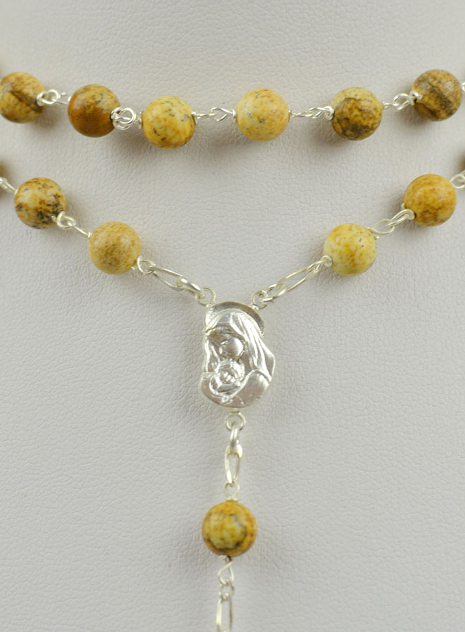 Chapelet en Argent & Perles en Pierres de Paésine (pic 3)
