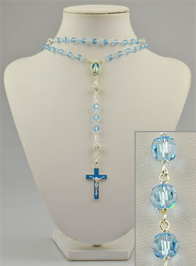 Chapelet en Argent & Perles de Cristal Acqua (pic 1)