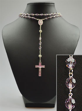 Chapelet en Cristal Rose & Argent (pic 1)