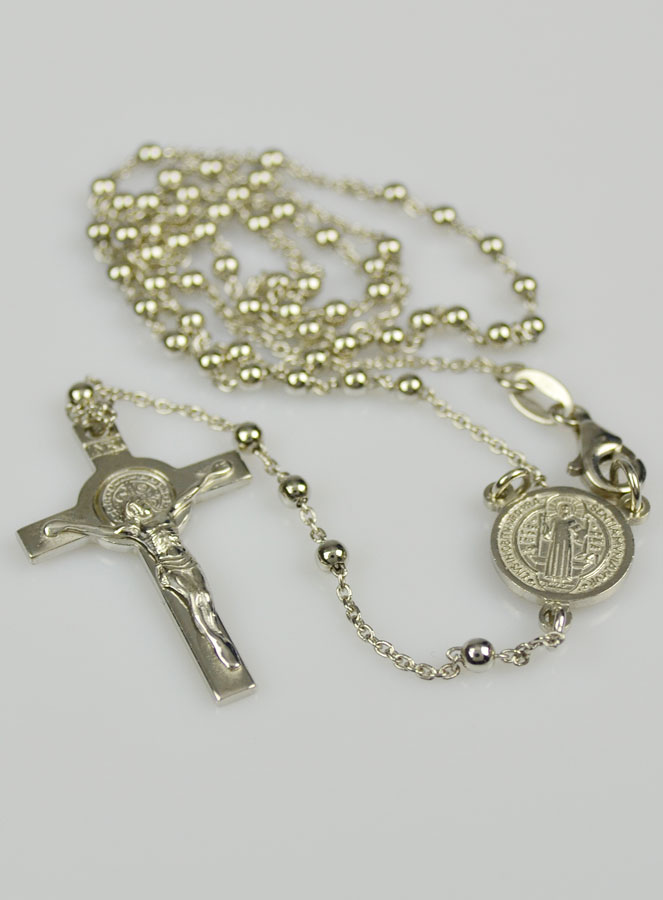 Chapelet Collier de Saint Benoît en Argent Massif (pic 2)