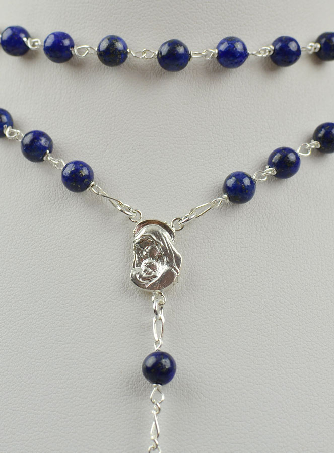 Chapelet en Argent 925/1000 & Perles Lapis Lazuli (pic 3)