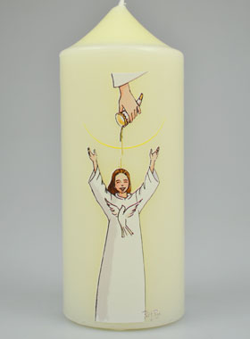 Bougie Cierge de Confirmation - Onction du Saint Esprit Fille Brune (pic 1)