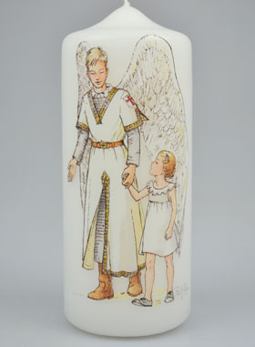 Cierge de Baptême - Ange Gardien Protecteur et Fille (pic 1)