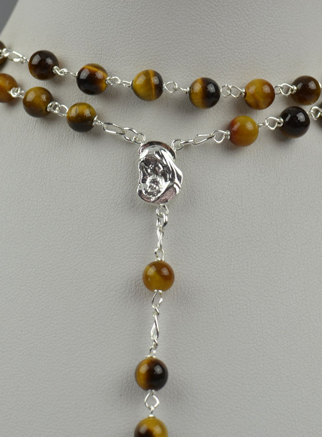 Chapelet en Argent Massif & Perles Oeil du Tigre Véritable (pic 3)