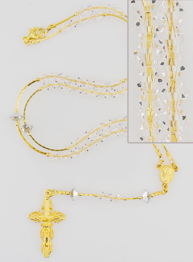 Chapelet en Cristal & Plaqué Or 18 Carats (pic 1)