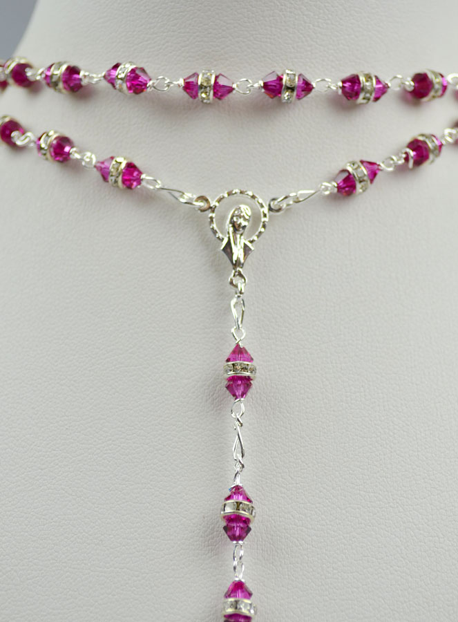 Chapelet en Cristal Fuchsia & Argent 925/1000 (pic 4)