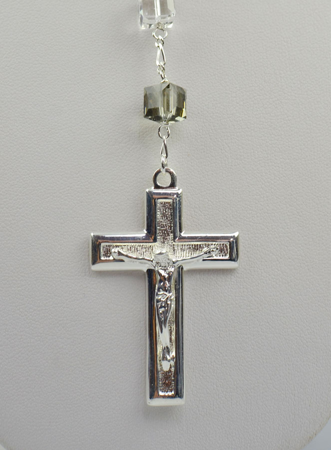Chapelet Bijou en Cristal Grains Carrés XXL & Argent massif (pic 4)