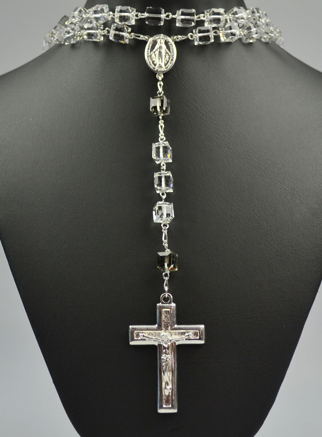 Chapelet Collier en Cristal Carré & Argent 925/1000 (pic 2)